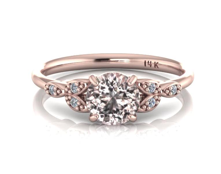 Morganit Gold Verlobungsring 14K Antik Verschnörkelt Zarter Brautschmuck Vintage Stil Ring von ChicJoaillerie