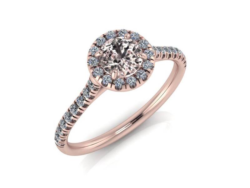 Morganit Halo Verlobungsring 14K Roségold Hochzeitsantrag Ring Zarter Brautschmuck von ChicJoaillerie