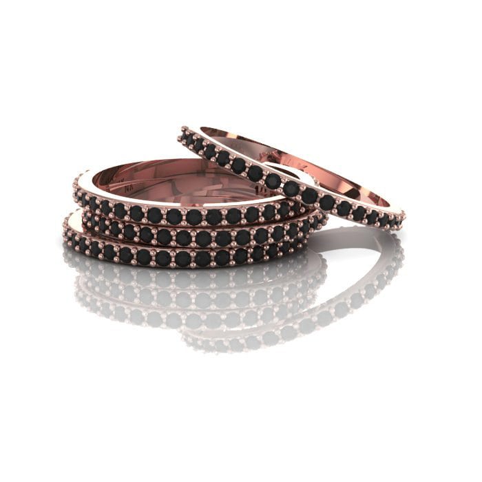 Passender 14K Rose Gold Band Schwarze Diamanten Ehering Passender 14K Rose Gold Band Schwarze Diamanten Ehering von ChicJoaillerie