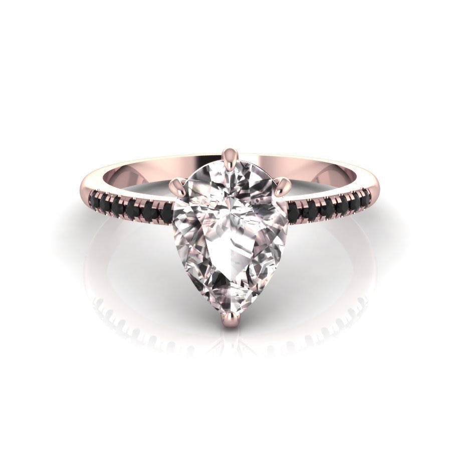 Pink Gold Verlobungsring Birne Morganit 14K Ehering von ChicJoaillerie