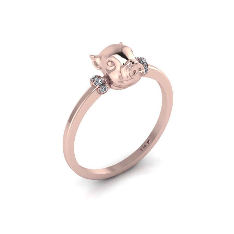 Rose Gold Glück Geldgeschenk, Wohlstand Charme, Tier Band, Schweine Ring von ChicJoaillerie