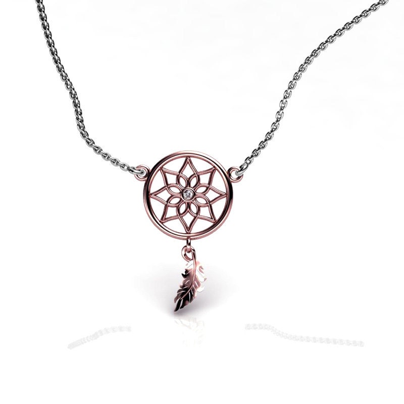Rose Gold Traumfänger Halskette Boho Schmuck Spirituelle von ChicJoaillerie