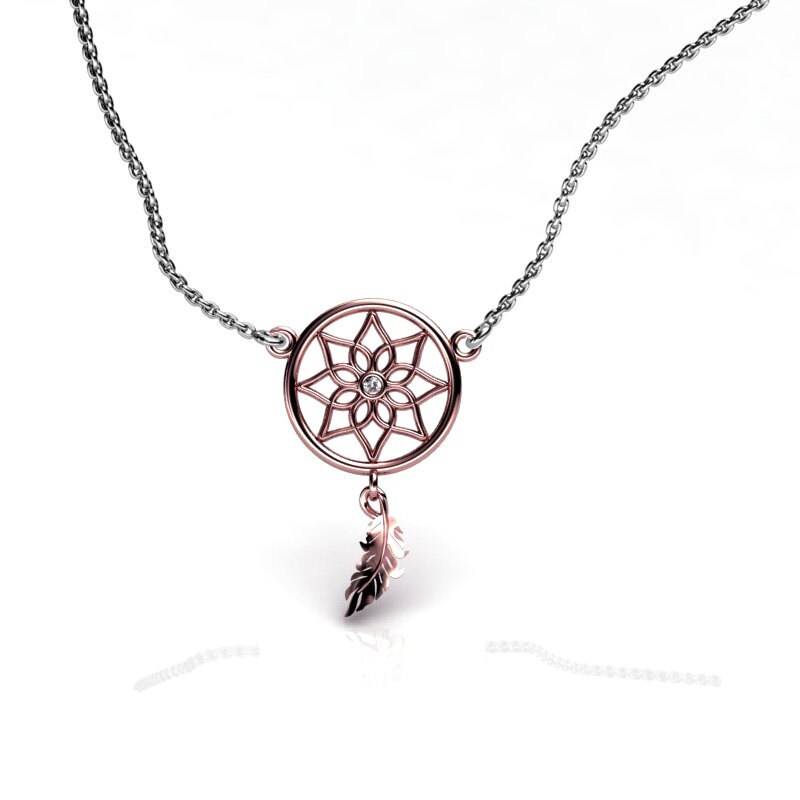 Rose Gold Traumfänger Halskette Boho Schmuck Spirituelle von ChicJoaillerie