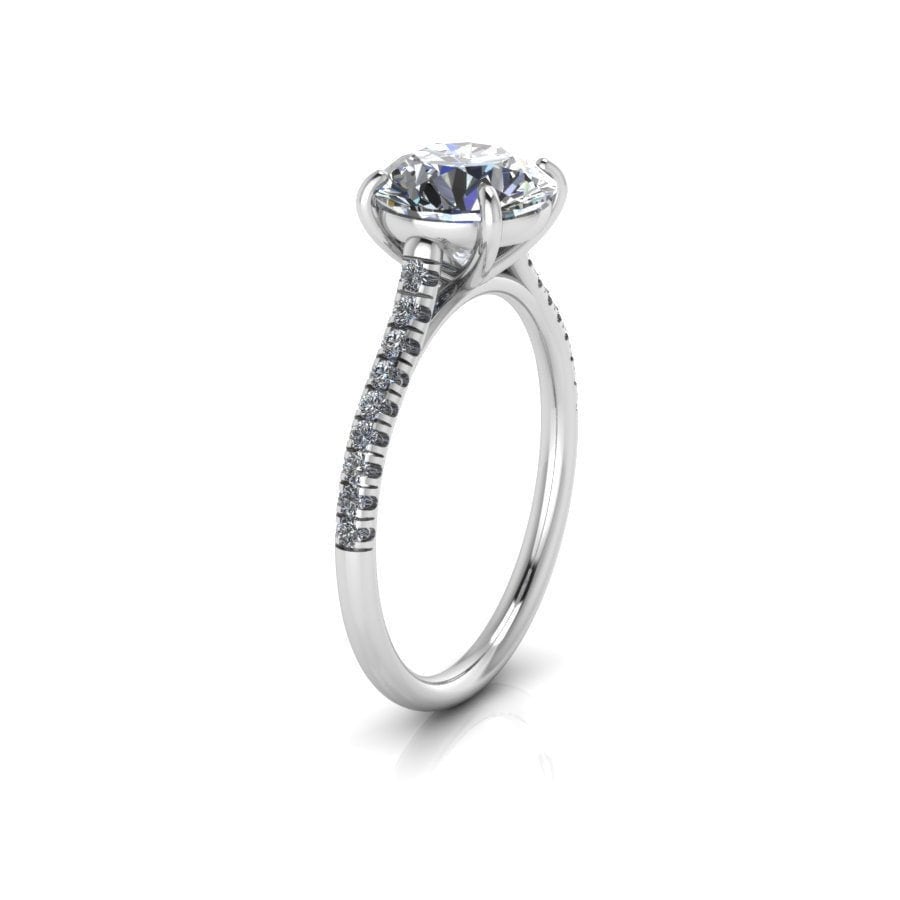 Runde 14K Weißgold Diamant Verlobungsring Zarte Braut Versprechen Schmuck von ChicJoaillerie