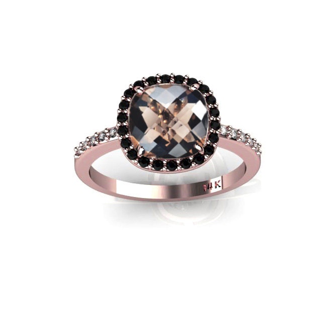 Schwarze Diamanten Halo Champagner Verlobungsring 14K Rose Gold Ehering Vorschlag Alternative Schwarze Diamanten Halo Champagner Verlobungsring 14K Rose Gold Ehering Vorschlag Alternative von ChicJoaillerie