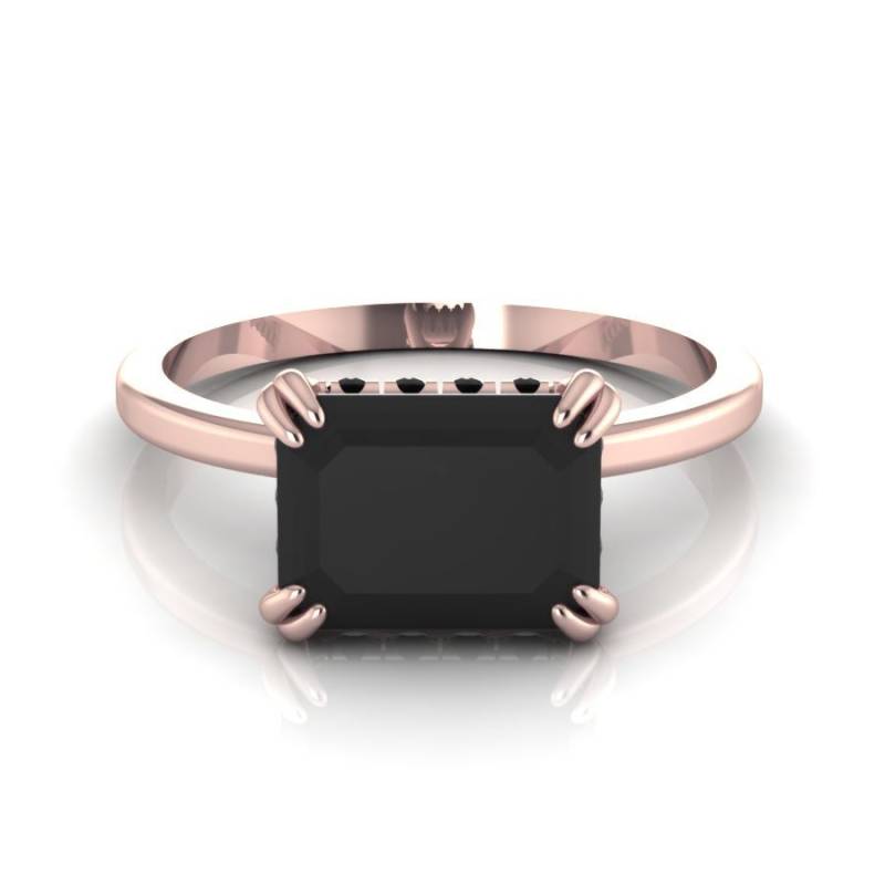Schwarzer Diamant Verlobungsring Onyx Rosegold Ehering 14K Goldring Für Frauen von ChicJoaillerie