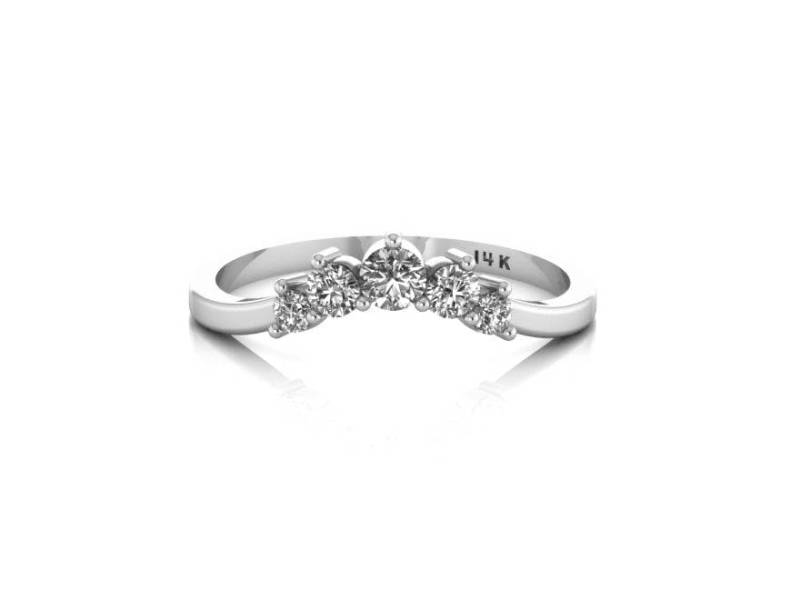 Weiße Saphire Band Stapelband Cluster Ring Passendes Ehering Gewölbt 14K Weißgold von ChicJoaillerie