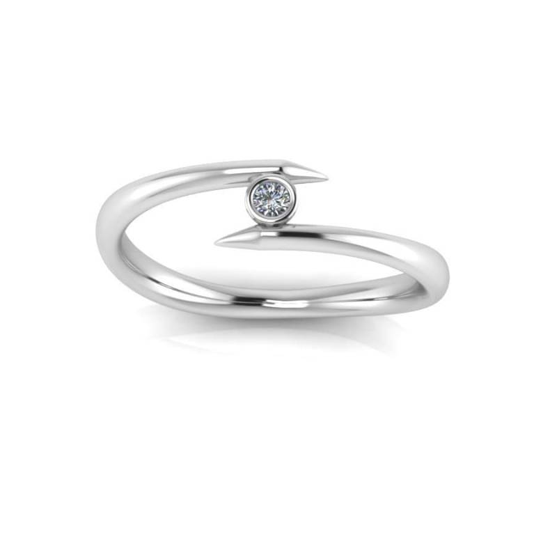 Winziger Diamant Ring Weißgold Minimalist Stapelring von ChicJoaillerie