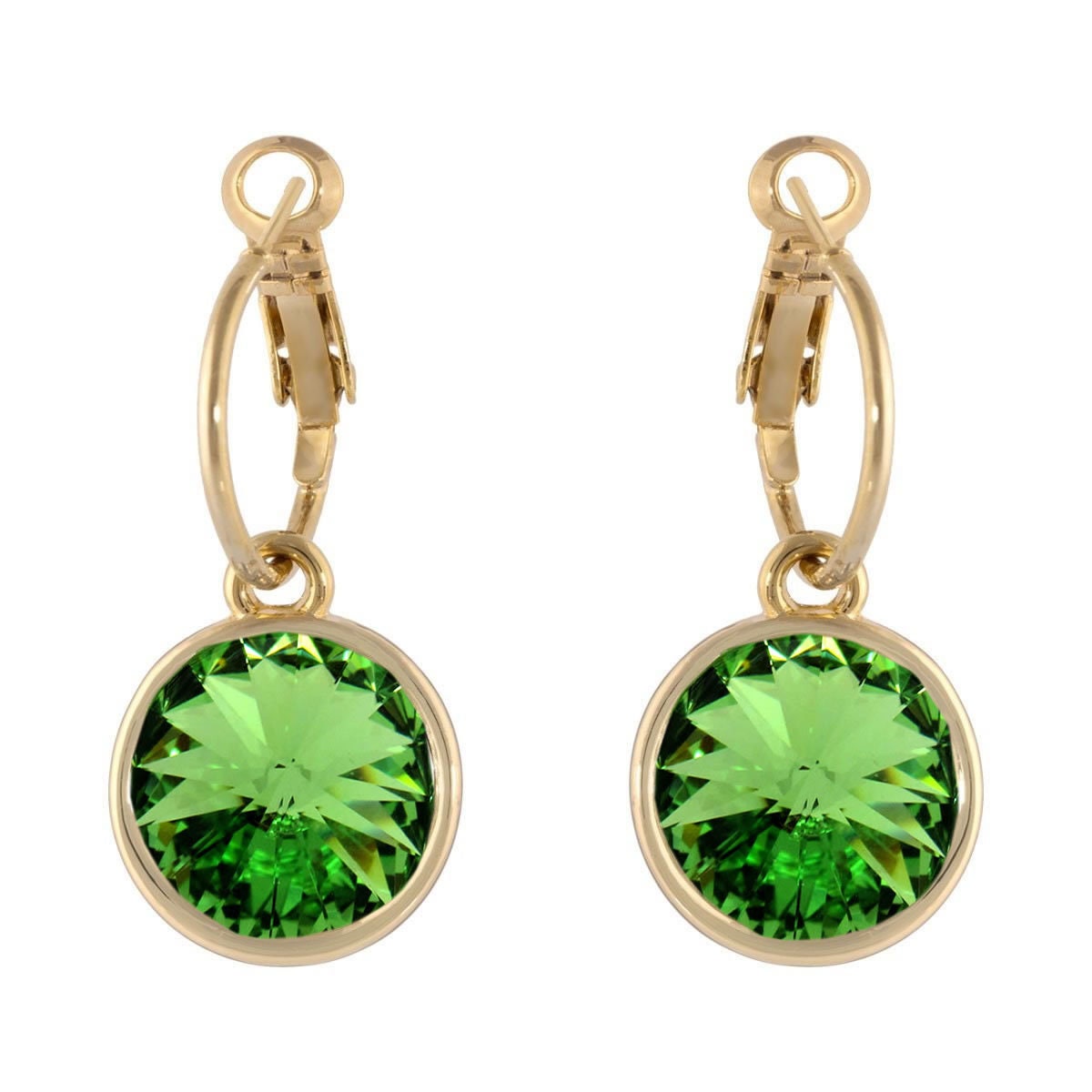 Braut Bella Hoop Frauen Ohrringe Vergoldet Peridot Kristall Mit Swarovski® Kristallen von ChicJoyas