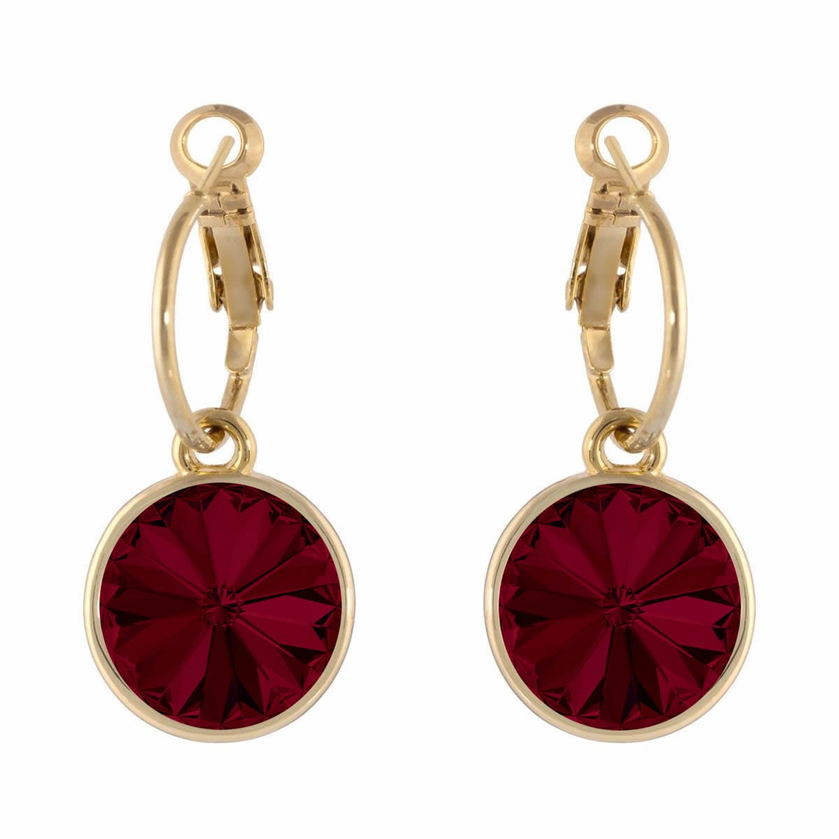 Braut Bella Hoop Frauen Ohrringe Vergoldet Rubin Kristall Mit Swarovski® Kristalle von ChicJoyas