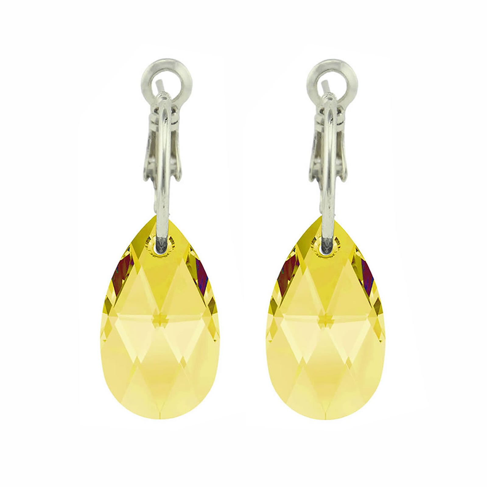 Reine Kristall Licht Topas Tropfen Ohrringe Mit Echten Swarovski Kristalle Auf Einem Reifen von ChicJoyas