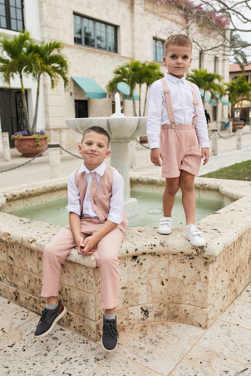 Blush Rosa Leinenanzug Für Jungen Rustikal Kleinkind Weste, Hose Und Krawatte Set Taufe Geburtstag Outfit Formelle Retro Kleidung 1-7J von ChicKidsFashion