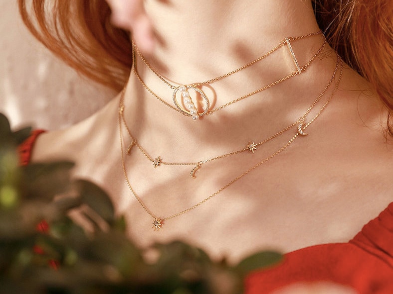 Kristall Sonne Und Mond Gold Zierliche Multi Charm Layering Halskette Set/Böhmen Boho Charms Baumeln Sommer Schmuck von ChicManic