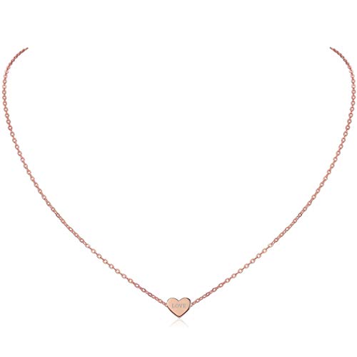 ChicSilver Personalisierte Kette mit Herz Anhänger, 925 Rosegold Filigrane Herzkette, Minimalisitischer Herz Schmuck für Freundin Ehefrau Mama Tochter von ChicSilver