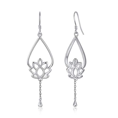 925 Sterling Silver Lotus-Ohrhänger Angelhaken-Ohrhänger Schmuck,Handgemachte Einzigartige Schmuck Geschenke für Frauen … von ChicSilver