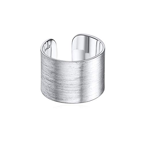 ChicSilver 15mm Breit verstellbare Offenere Ring aus 925 Sterling Silber Schmuck gebürtest Bandring mit Schmuckbeutel für Ihre Liebe Familien von ChicSilver