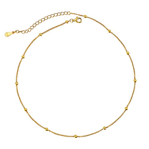 ChicSilver 18k vergoldet Choker Damen Kugelkette mit Kugel aus 925 Gold Damen kette für Mama/Tochter/Schwester von ChicSilver