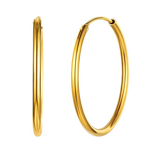 ChicSilver vergoldete Ohrringe Damen 925 Creolen Gold Earrings for Women Damen 2mm dicke Ohrringe Vergoldet Ohrstecker Klein Hoop Ohrpiercing Gold Kreolen Huggie Ohrschmuck für Hochzeit von ChicSilver