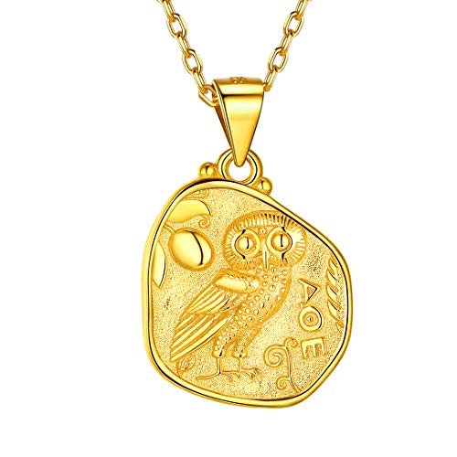 ChicSilver 18k vergoldet Halskette mit Athena und Eule Anhänger Athena Halskette mit Geschenkebox für Sie und Ihr Geliebt von ChicSilver