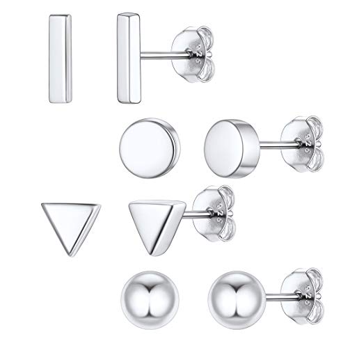 ChicSilver 4 Paar Unregelmäßige Ohrschmuck Damen Silber Ohrschmuck für Damen und Mädchen von ChicSilver