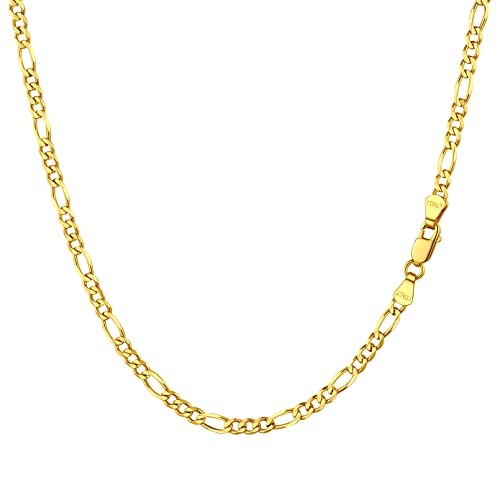 ChicSilver 46cm lang 3mm breit Figaro Halskette goldene Figarokette mit Geschenkebox für Papa und Mama von ChicSilver