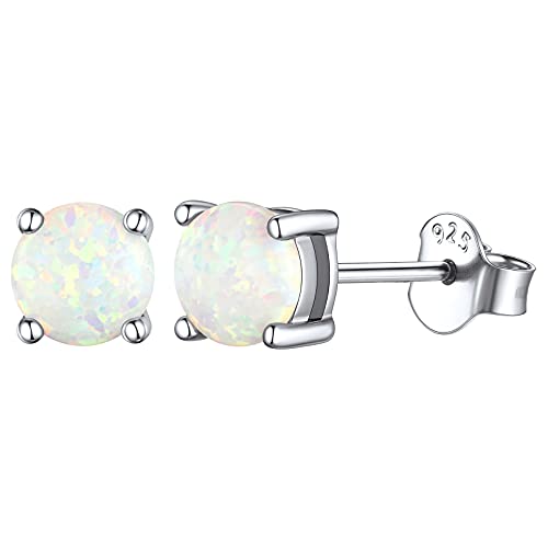 ChicSilver 5mm Runde Opal Ohrring für Damen Mädchen Trendiger Opal Ohrstecker für Verlorbung Weihnachten Muttertag von ChicSilver