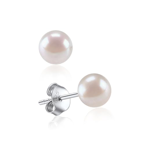 ChicSilver 6mm damen Perlenohrstecker mädchen Süßwasser Zuchtperlen Ohrstecker mit Geschenkebox für Mädchen Freundin von ChicSilver