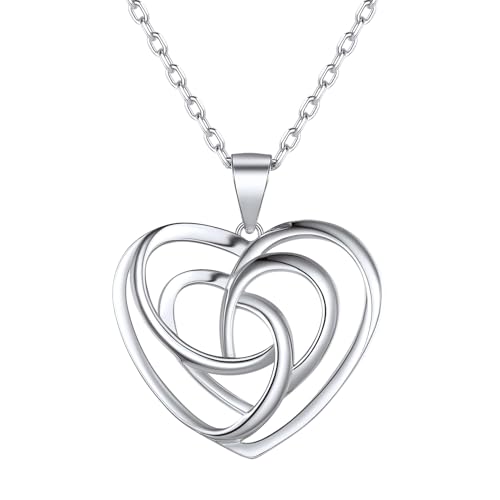 ChicSilver 925 Herzkette mit Keltische Knoten Damen Keltische Knoten Anhänger mit Geschenkebox für Damen und Mädchen als Braut/Brautjungfer Geschenke von ChicSilver