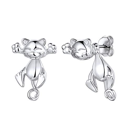 ChicSilver 925 Katze Ohrstecker für Damen und Mädchen Cute Tier Ohrstecker Kätzchenohrring mit Geschenkebox für Kinder und Jugendlichen von ChicSilver