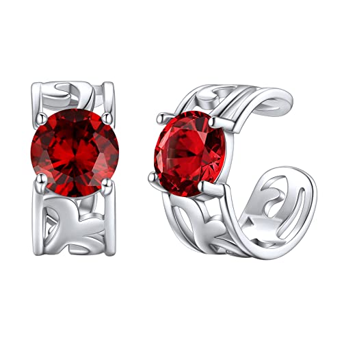 ChicSilver 925 Nicht Piercing Ohrklemme für Damen, Silber Ohrstecker mit Geburtsstein, Keltischer Knot Ohrringe mit Geschenkbox für Valentinstag Geburtsstag von ChicSilver