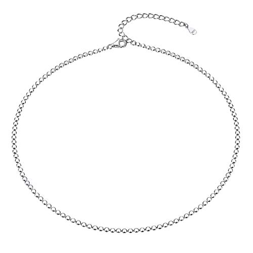 ChicSilver 925 Platin Choker Damen Silberkette Beads Choker 33cm Choker mit Beads für Damen und mädchen von ChicSilver