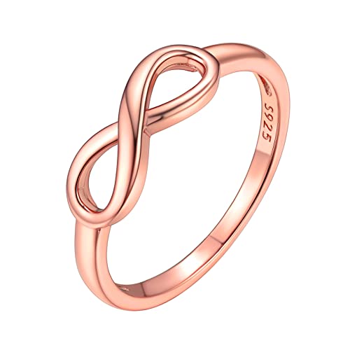 ChicSilver 925 Rosegold Infinity Unendlichkeit Fingerring in Ringgröße 62 Promise Ehering Trauring Freundschaftsring Verlorbungsring Hochzeitsring für Damen Mädchen von ChicSilver