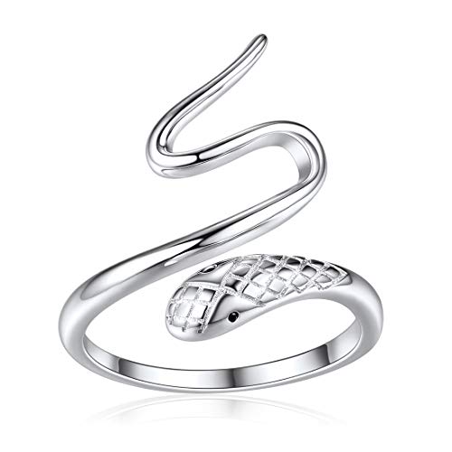 ChicSilver 925 Schlange Ring für Damen Herren Silber Damen Ringe mit Zikronia Offener Fingerring Verstellbarer Ring mit Geschenkebox für Damen und Mädchen von ChicSilver