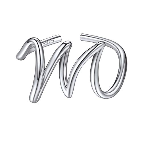 ChicSilver 925 Silber Damen Buchstabe M Ring Mädchen Offener verstellbare Ring Partner Ring für Sie und Ihre Liebeste von ChicSilver