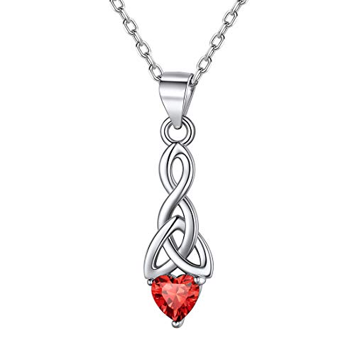 ChicSilver 925 Silber Geburtsstein Anhänger Juli Birthstone Anhänger Silber Damen Keltischer Knot Kette mit simulierten Rubin Edelstein Geschenk für Mädchen von ChicSilver