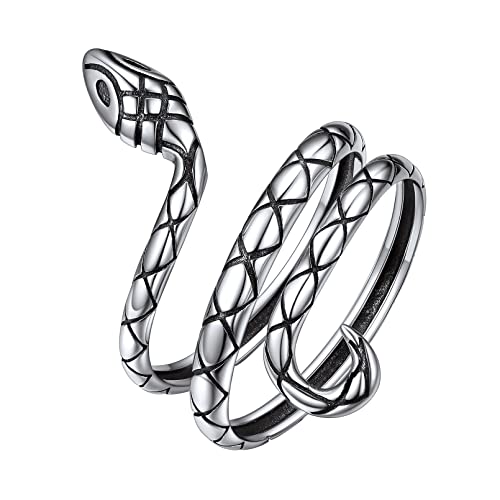 ChicSilver 925 Silber Herren Ring Schlangen Ring Punk Gotik Schlange Fingerring Offener Ring Verstellbarer Ring mit Geschenkebox für Valetinstag Geburtstag von ChicSilver