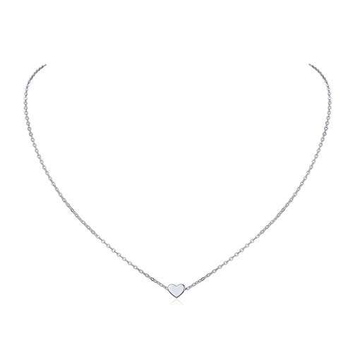 ChicSilver 925 Sterling Silber Kette für Damen Mädchen, Kleiner Herz Anhänger mit Rolokette, Personalisierter Minimalisitischer Schmuck für Hochzeit Valentinstag Muttertag von ChicSilver