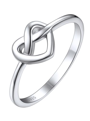 ChicSilver 925 Silber Herz Fingerring, Damen Herz Fingerring mit Knoten, 1.9mm Verlorbungsring Eherringe, Eleganter Knoten Ring mit Geschenkbox für Valenitnstag Geburtstag von ChicSilver