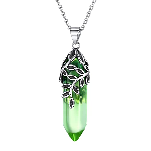 ChicSilver 925 Silber Hexagon Prisma Anhänger mit Peridot Geburtsstein für Mädchen Damen Sechseckig Edelstein Halskette Heilstein Kette für Freundin Ehefrau von ChicSilver