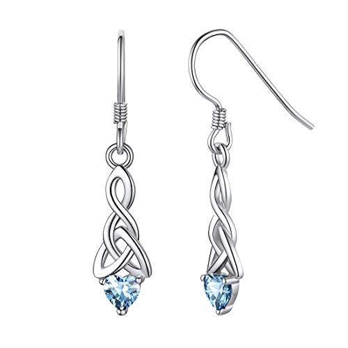 ChicSilver 925 Silber Tropfen Keltischer Knot Ohrringe März Birthstone Ohrringe für Frauen kleine Ohrstecker mit hellblauen Steinen 925 Sterling Silber Boho Schmuck von ChicSilver