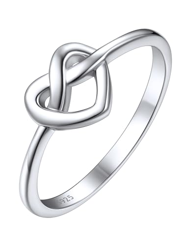 ChicSilver 925 Silber Knoten Ring mit Herz, Damen Eleganter Vorsteckring Ewigkeitsring, 1.9mm Verlorbungsring Liebesringe für Freudin Ehefrau von ChicSilver