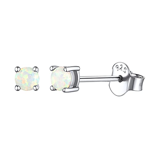 ChicSilver 925 Silber Opal Ohrstecker für Damen Mädchen 3mm breit Runde Opal Ohrring Hypoallergener Ohrstecker mit Geschenkebox für Hochzeit Verlorbung von ChicSilver