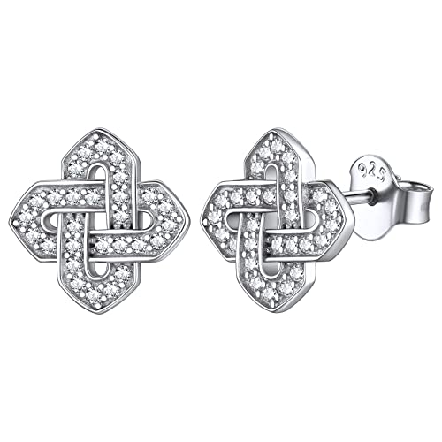 ChicSilver 925 Silber Quartärer keltischer Knoten Ohrstecker mit Zirkonia Damen Mädchen Celtic Knot Ohrring für Hochzeit Valentinstag Verlorbung von ChicSilver