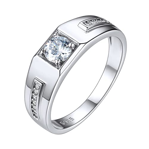 ChicSilver 925 Silber Ring für Herren Männer Siegelring mit Runden Zirkonia 5mm Bandring in Größe 57 für Valentinstag Geburtstag Muttertag von ChicSilver