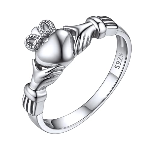 ChicSilver 925 Silber Vorsteckerring Irischer Claddagh Fingerring Promise Ehering in Ringgröße 15.7 Trauring Verlorbungsring Hochzeitsring für Freundin Ehefrau Tochter von ChicSilver