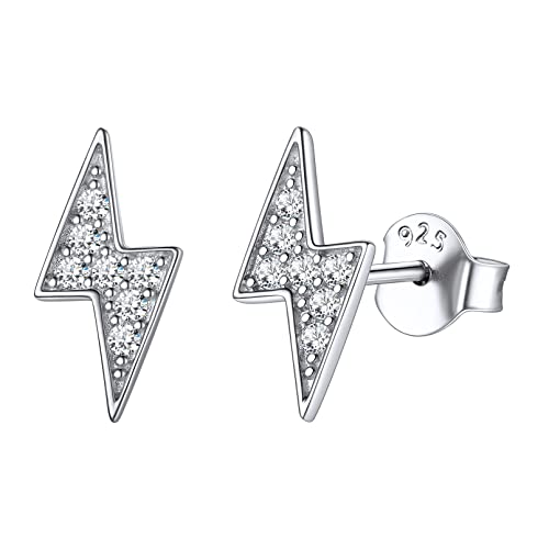 ChicSilver 925 Silber Zirkonia Ohrstecker für Damen Mädchen Tiny Blitz Ohrstecker Piercing Blitz Ohrring mit Geschenkebox für Freundin Ehefrau Model von ChicSilver