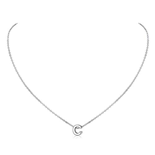 ChicSilver 925 Silber buchstabenkette c Damen Mädchen Kürz Kette mit Buchstabe Anhänger BFF Alphabet Halskette für Damen und Frauen von ChicSilver