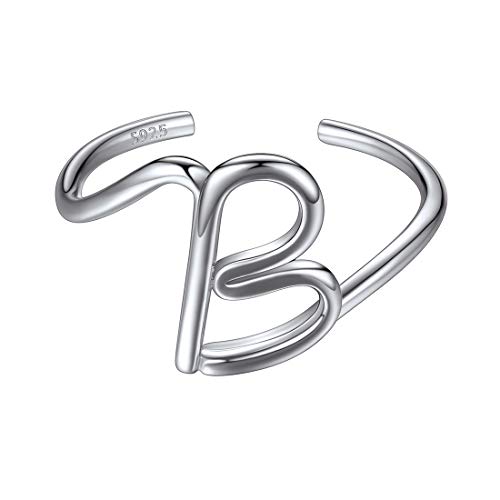 ChicSilver 925 Silberring Damen Buchstabe B Ring verstellbare Offener Ring für Braut Brautjungfer von ChicSilver