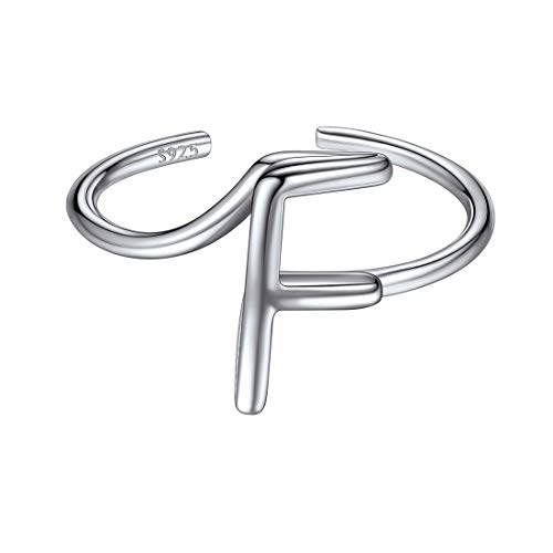 ChicSilver 925 Silberring Damen Namensring verstellbare Initiale Alphabet F Ring Offener Frauen Ring von ChicSilver