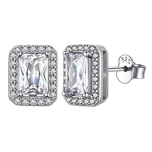 ChicSilver 925 Sterling Silber Quadrat Ohrstecker für Damen Mädchen Ohrstecker mit Quadratisch Diamant Gebursstein Piercing Ohrstecker mit Zirkonia für Freundin Ehefrau von ChicSilver